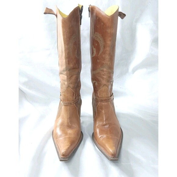 Vintage Destroy Leather Boots Size EU 40  Y2k Made In Spain Brown - Picture 4 of 10